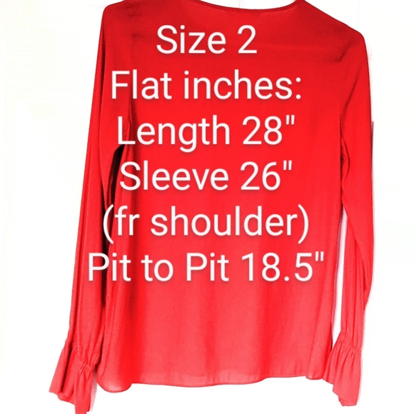 H&M Red Keyhole Long Bell Sleeve Party or Everyday Blouse w Top Button. 2. HP! - Picture 5 of 15
